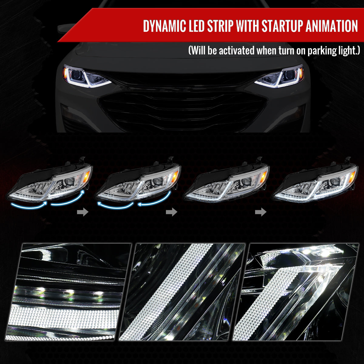 Spec-D 19-24 Chevy Malibu Full LED Sequential Headlights Chrome