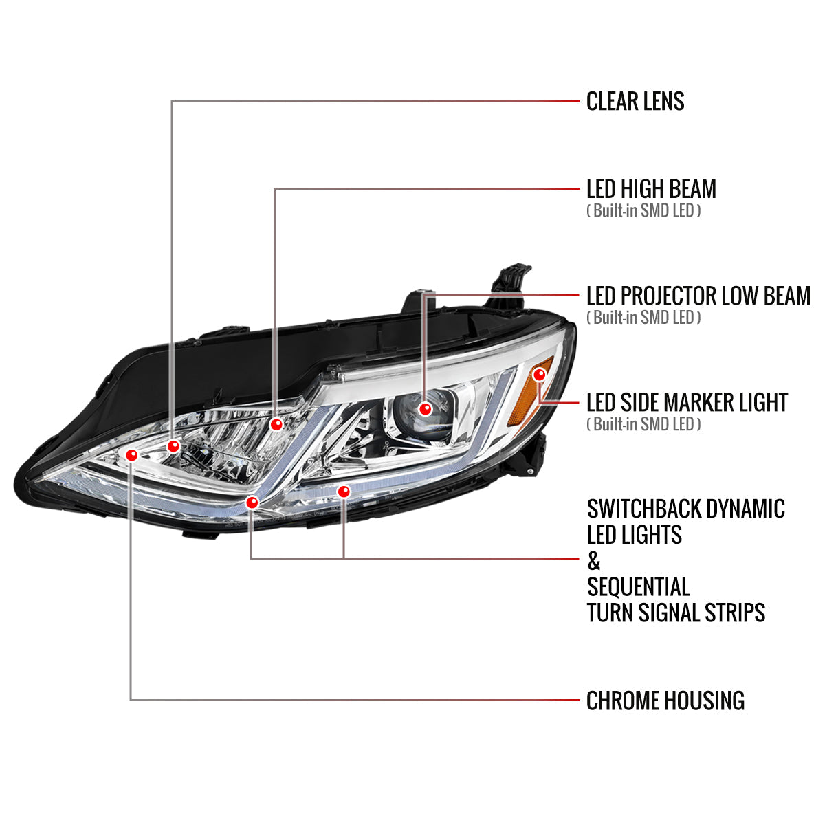 Spec-D 19-24 Chevy Malibu Full LED Sequential Headlights Chrome