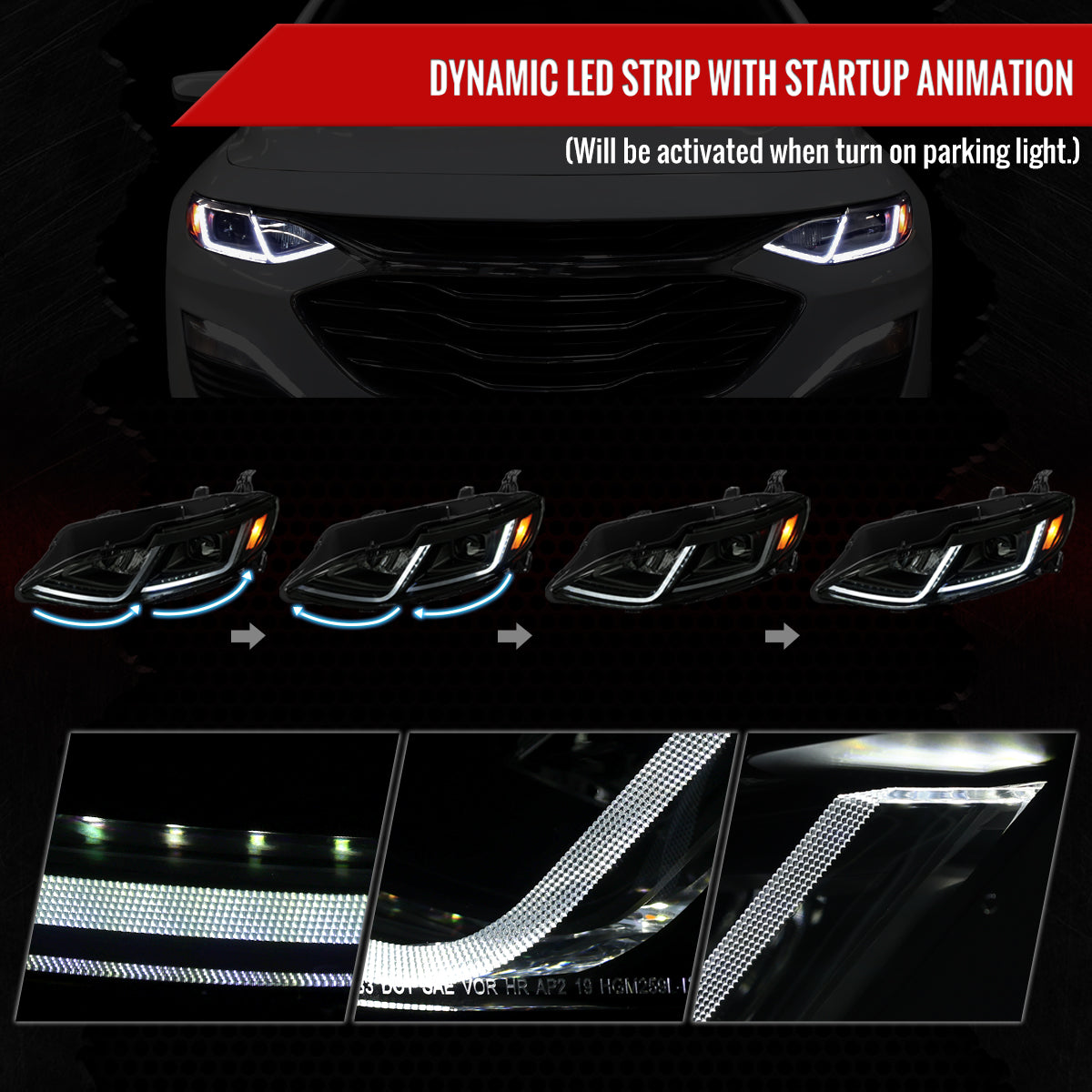 Spec-D 19-24 Chevy Malibu Full Sequential LED Headlights Black/Smoked