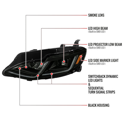 Spec-D 19-24 Chevy Malibu Full Sequential LED Headlights Black/Smoked