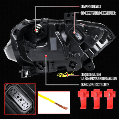 Spec-D 18-23 Mustang Pro Headlights SEQ with Start-Up Animation Black