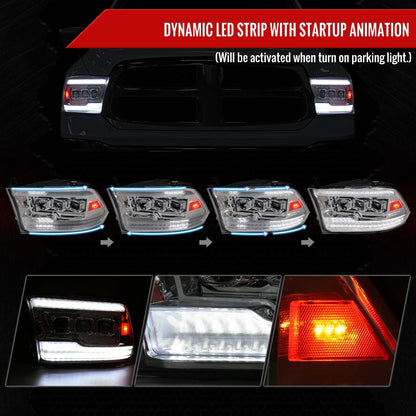 Spec-D 10-18 Ram 1500 2500 3500 Ram Classic Headlights SEQ LED Chrome