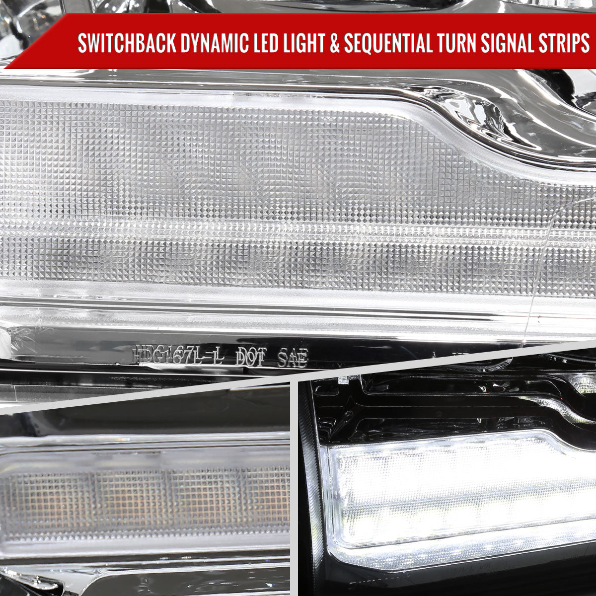 Spec-D 10-18 Ram 1500 2500 3500 Ram Classic Headlights SEQ LED Chrome