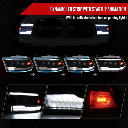 Spec-D 10-18 Ram 1500 2500 3500 /19-21 Ram Classic SEQ Headlights Blk