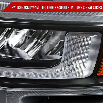 Spec-D 19-21 Chevy Silverado 1500 Headlights with SEQ Turns Black
