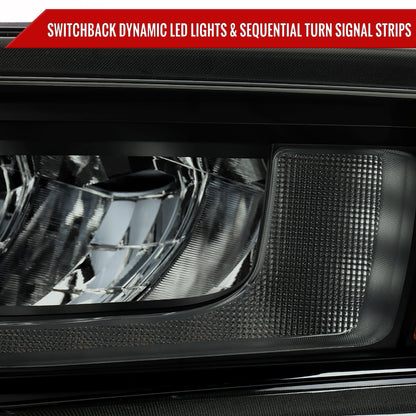 Spec-D 19-21 Silverado 1500 Pro Headlights with SEQ Turn Black/Smoked