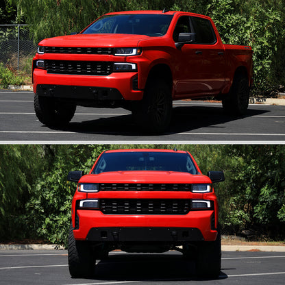 Spec-D 19-21 Silverado 1500 Pro Headlights with SEQ Turn Black/Smoked