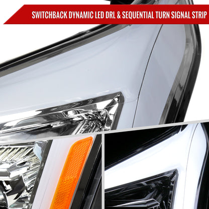 Spec-D 10-16 Cadillac SRX Projector Headlights Full SEQ LED DRL Chrome