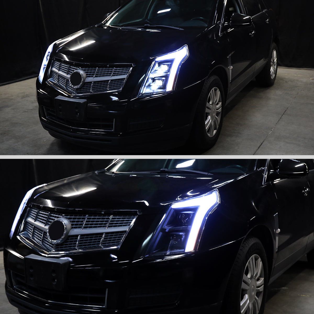 Spec-D 10-16 Cadillac SRX Projector Headlights Full SEQ LED DRL Black