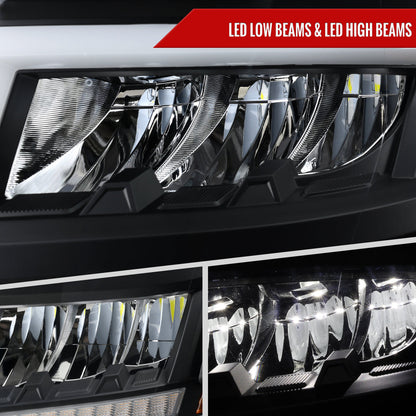 Spec-D 15-20 Chevy Tahoe Suburban Full DRL SEQ Matte Headlights Black