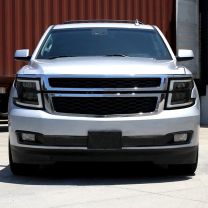 Spec-D 15-20 Chevy Tahoe Suburban Full DRL SEQ Headlights Black/Smoked
