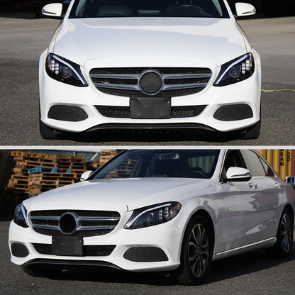 Spec-D 15-18 Mercedes C-Class W205 Sequential Headlights Black/Clear