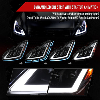 Spec-D 08-13 G37 14-15 Q60 2DR Headlights Triple Projector Black/Clear