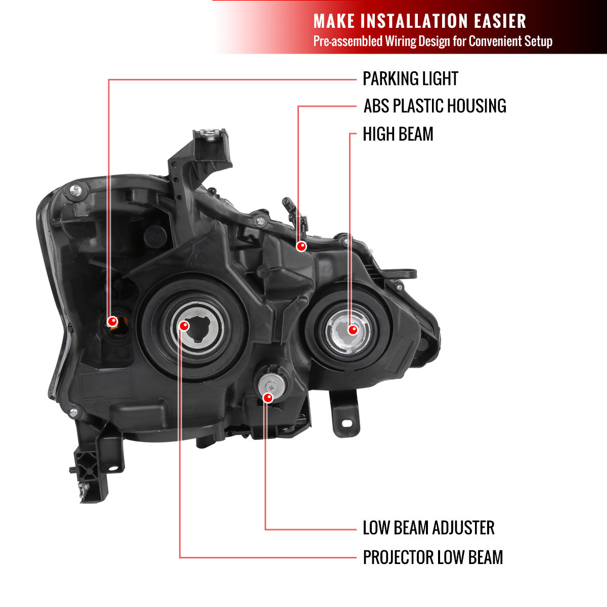 Spec-D 13-15 Nissan Altima Driver Projector Chrome Replacement