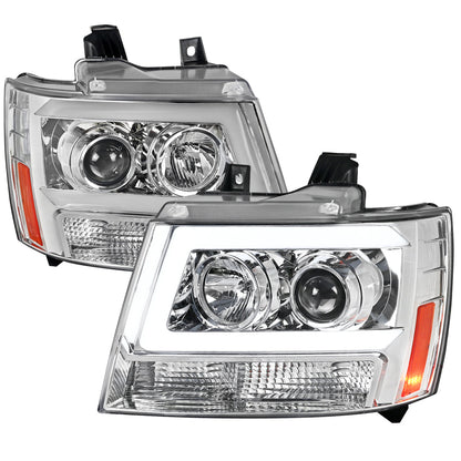 Spec-D 07-13 Avalanche 07-14 Tahoe/Suburban C-Bar Headlights Chrome