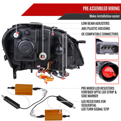 Spec-D 09-11 Benz W164 ML-Class Sequetial LED Headlights Chrome