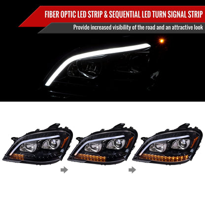 Spec-D 09-11 Benz W164 ML-Class Headlights Sequetial LED Glossy Black