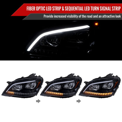 Spec-D 09-11 Benz W164 ML-Class Sequetial LED Headlights Black/Smoked