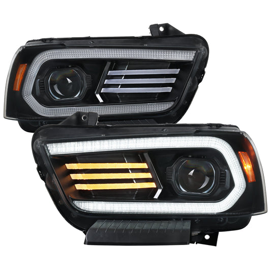 Spec-D 11-14 Dodge Charger Projector Headlights Sequential Black
