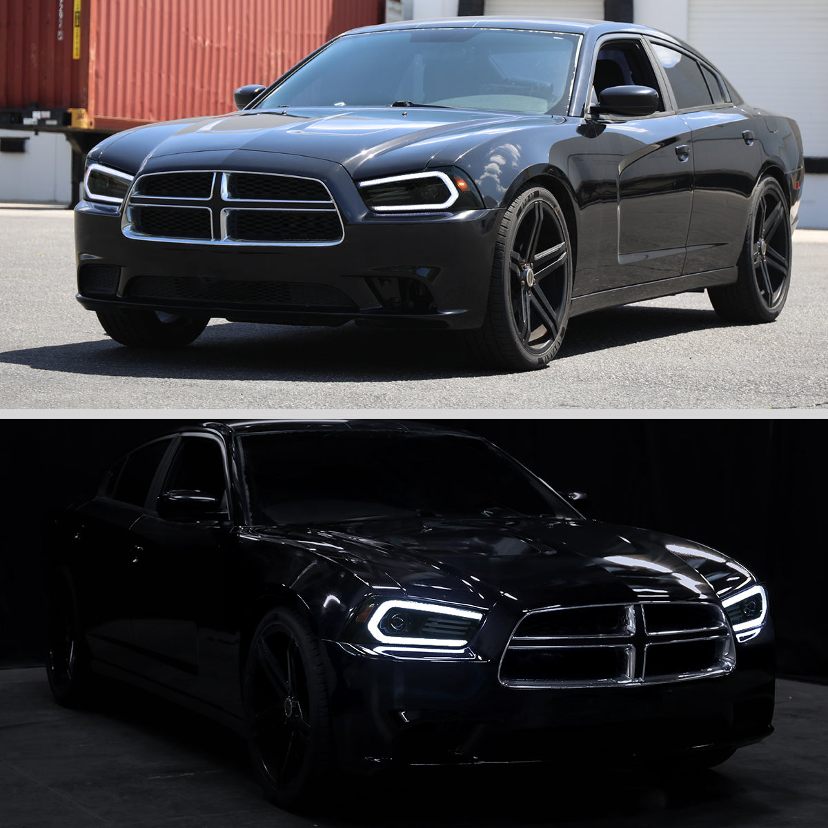 Spec-D 11-14 Dodge Charger Projector Headlight Matte Black/Smoked Lens