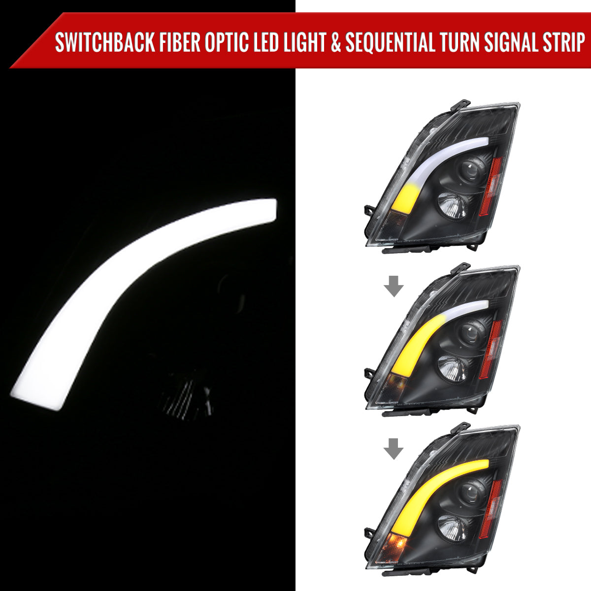 Spec-D 08-14 Cadillac CTS SEQ LED Bar Projector Headlights Black