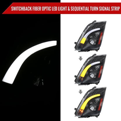 Spec-D 08-14 Cadillac CTS SEQ LED Bar Projector Headlights Black