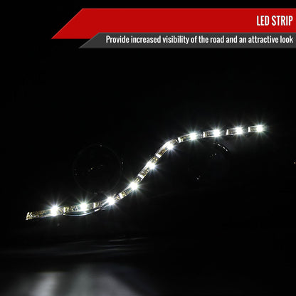 Spec-D 06-11 Honda Civic Sedan Headlights R8 LED Strip Black