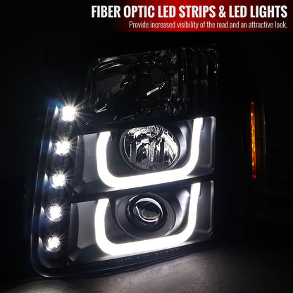 Spec-D 07-14 GMC Yukon Denali 1500 2500 Headlights U-Bar Black