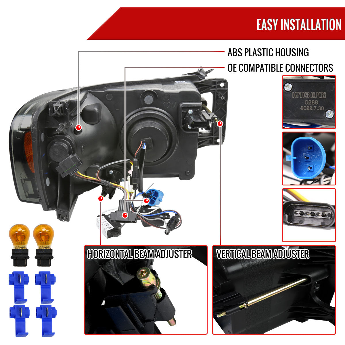 Spec-D 02-05 Ram 1500/03-05 Ram 2500/3500 Headlights LED Tube Smoked