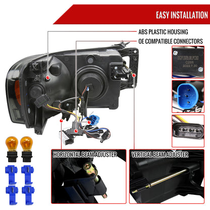Spec-D 02-05 Ram 1500/03-05 Ram 2500/3500 Headlights LED Tube Smoked