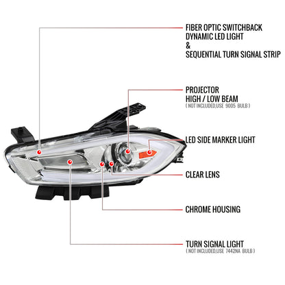 Spec-D 13-16 Dodge Dart Headlights Sequential LED Chrome