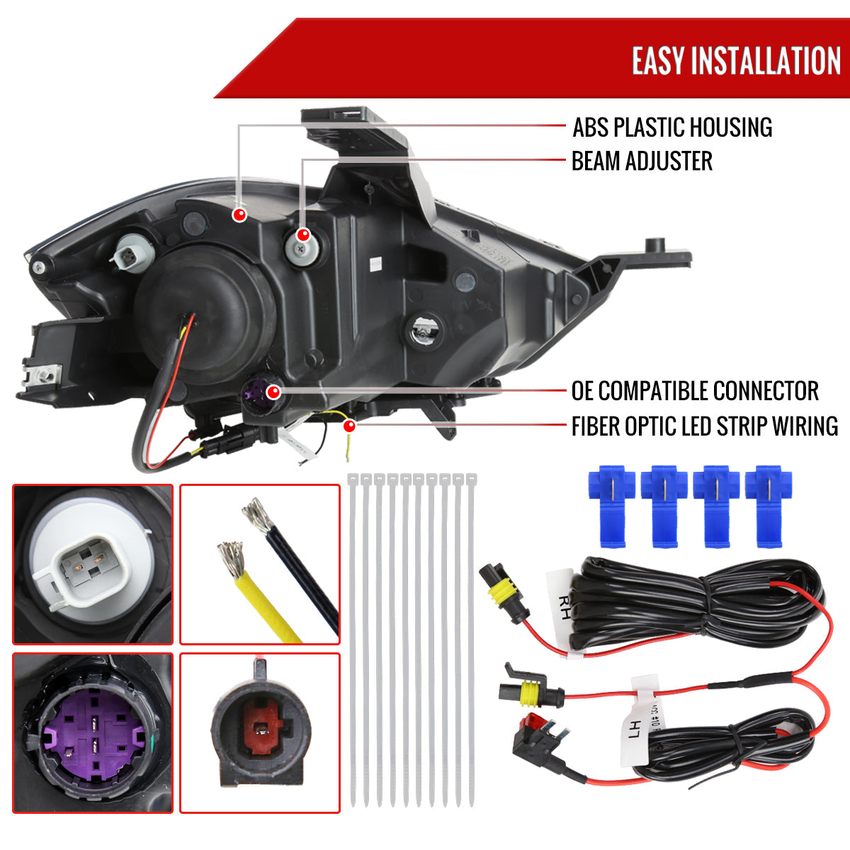 Spec-D 13-16 Dodge Dart Headlights Sequential LED Black/Smoked