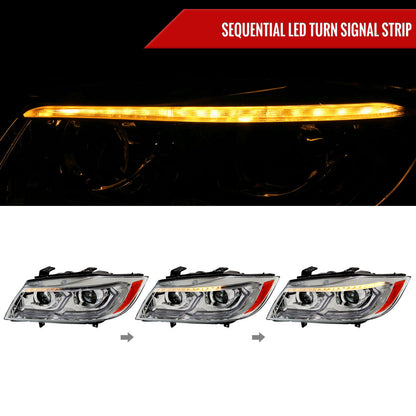 Spec-D 06-11 BMW E90 3-Series 4DR LED Projector Headlights Chrome