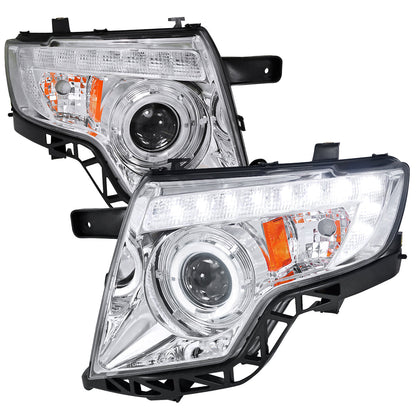 Spec-D 07-10 Ford Edge Halo Projector Headlights LED Strip Chrome