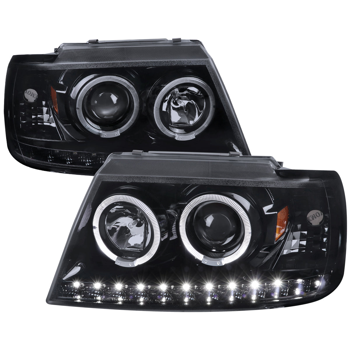 Spec-D 02-05 Ford Explorer Dual Halo Headlights Glassy Black/Smoked