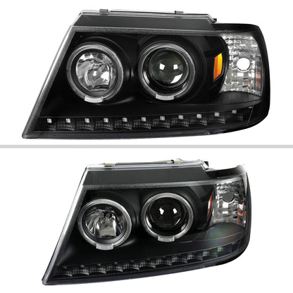 Spec-D 02-05 Ford Explorer Headlights Dual Halo Projector Black