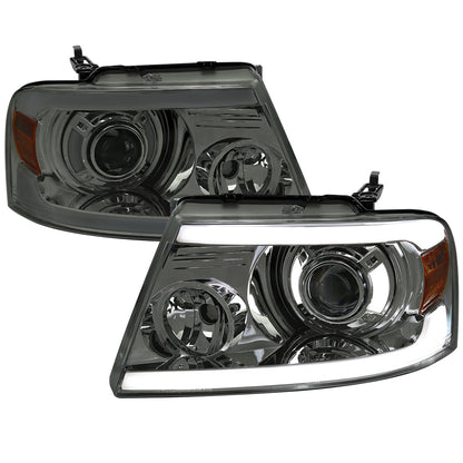 Spec-D 04-08 F-150/06-08 Lincoln Mark LT Pro Headlights Bar /Smoked