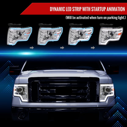 Spec-D 09-14 Ford F-150 Sequential LED Projector Headlights Chrome