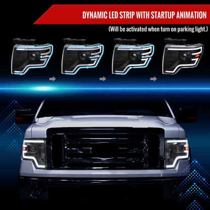 Spec-D 09-14 Ford F-150 Projector Headlights Sequetial LED Black