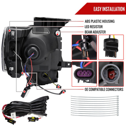 Spec-D 09-14 Ford F-150 Projector Headlights Sequetial LED Black