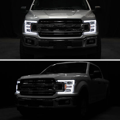 Spec-D 18-20 Ford F-150 Projector Headlights Chrome/Clear.