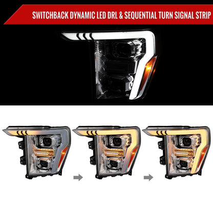 Spec-D 21-23 Ford F-150 Headlights LED Bar Projector Sequential Chrome