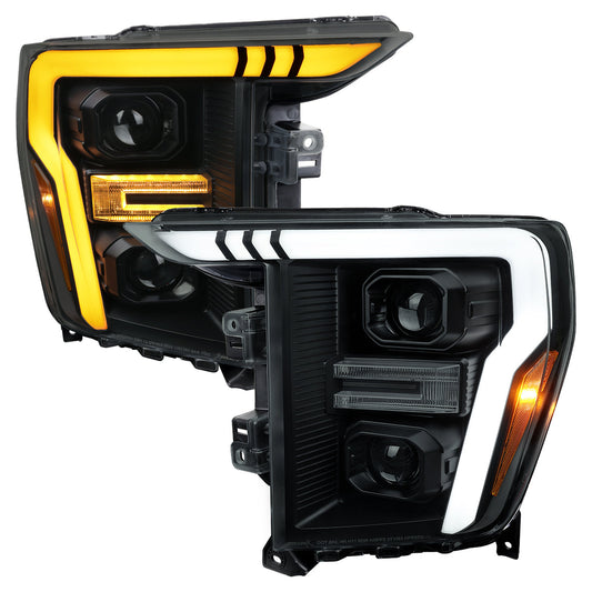 Spec-D 21-25 Ford F-150 Projector Headlights SEQ Bar Black/Smoked
