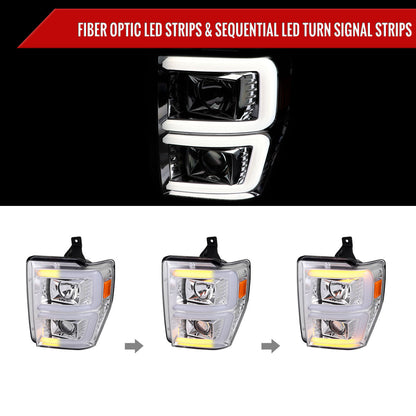 Spec-D 08-10 F250/F350/F450/F550 Sequential Headlights Chrome