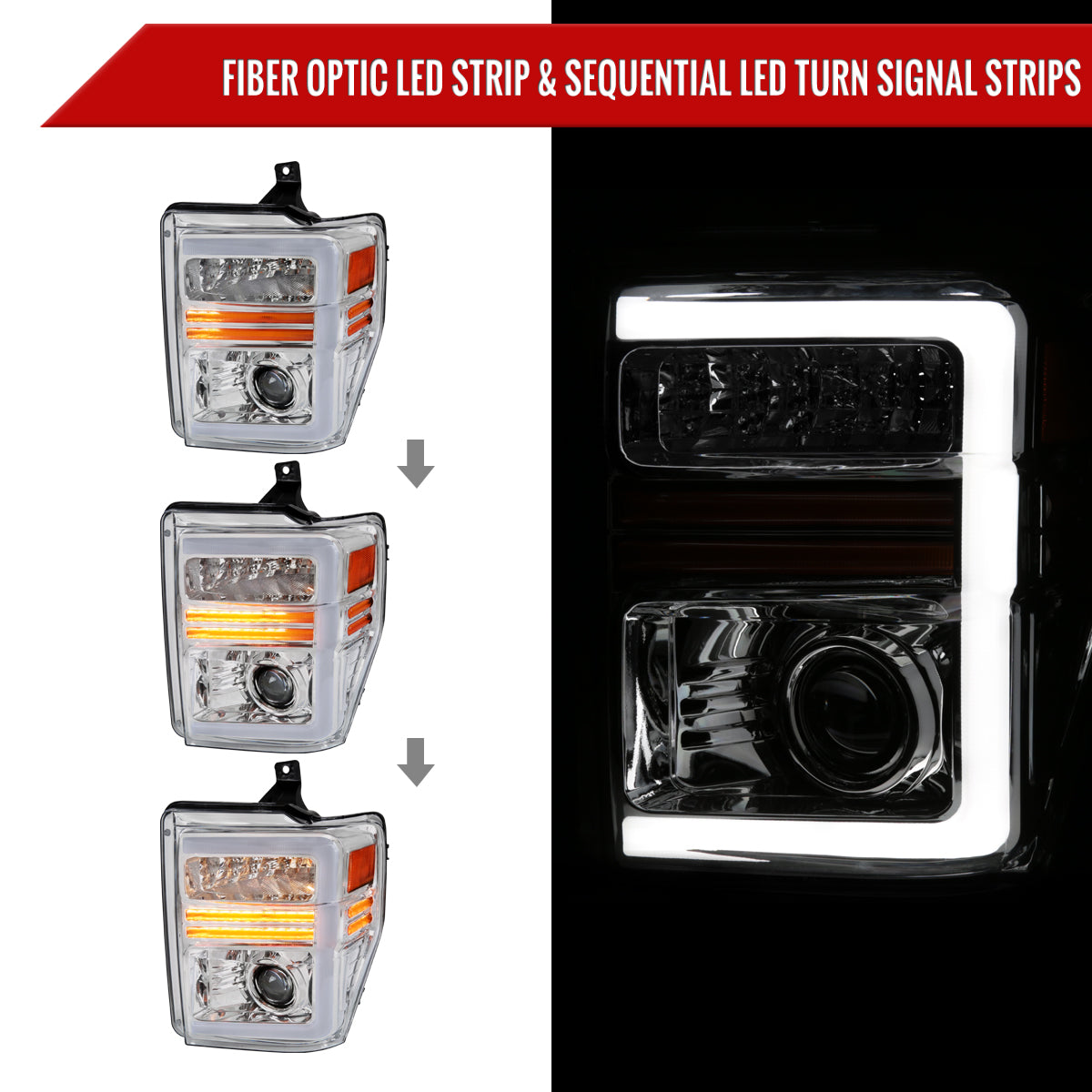 Spec-D 08-10 F250/F350/F450/F550 Super Duty Headlights Sequential