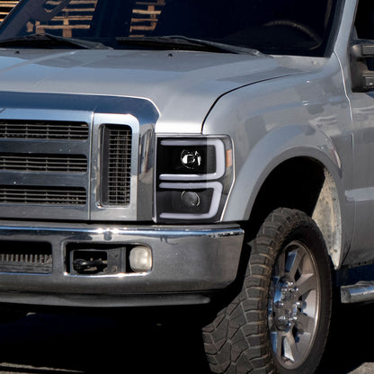 Spec-D 08-10 Ford F250/F350/F450/F550 Sequential Headlights Black