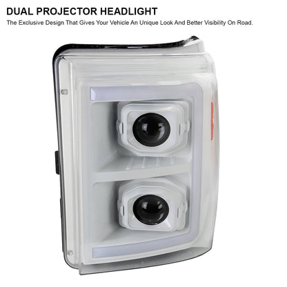 Spec-D 11-16 F250/F350/F450/F550 Headlights Sequential White/Clear