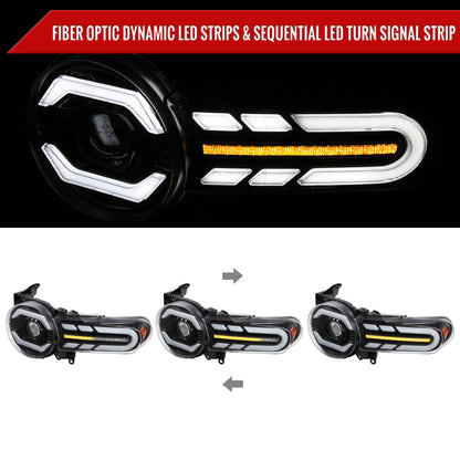 Spec-D 07-14 Toyota FJ Cruiser Headlights SEQ LED Bar Projector Black