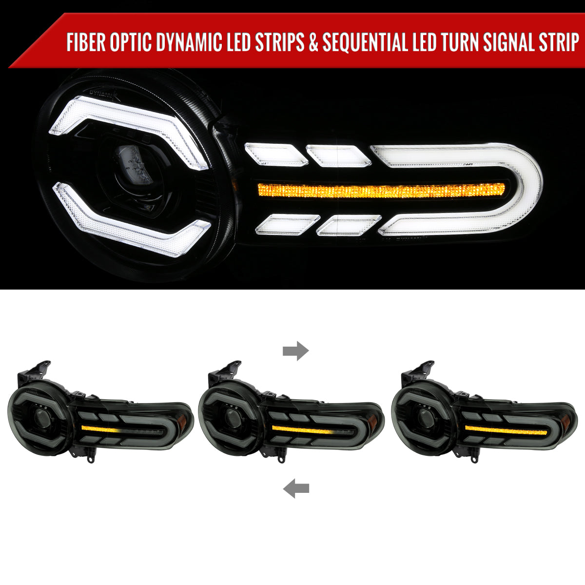 Spec-D 07-14 FJ Cruiser Headlights Sequential LED Black/Smoked Lens