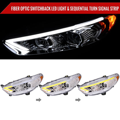 Spec-D 13-16 Ford Fusion Switchback SEQ Projector Headlights Chrome